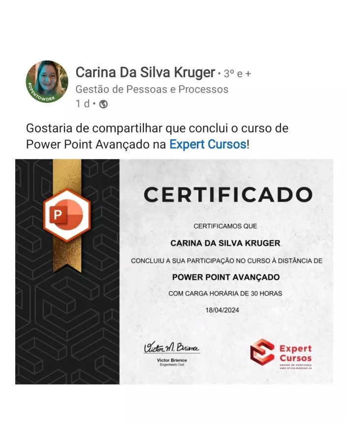 Depoimento do Curso de Power Point