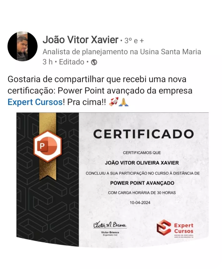 Depoimento de alunos do Curso de Power Point