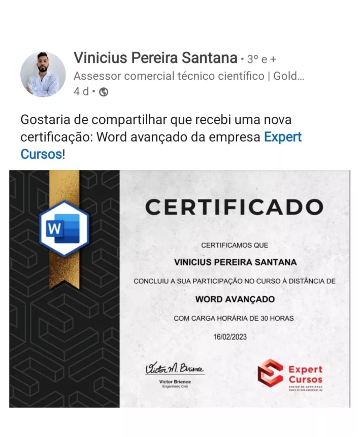 depoimento do Curso de Word