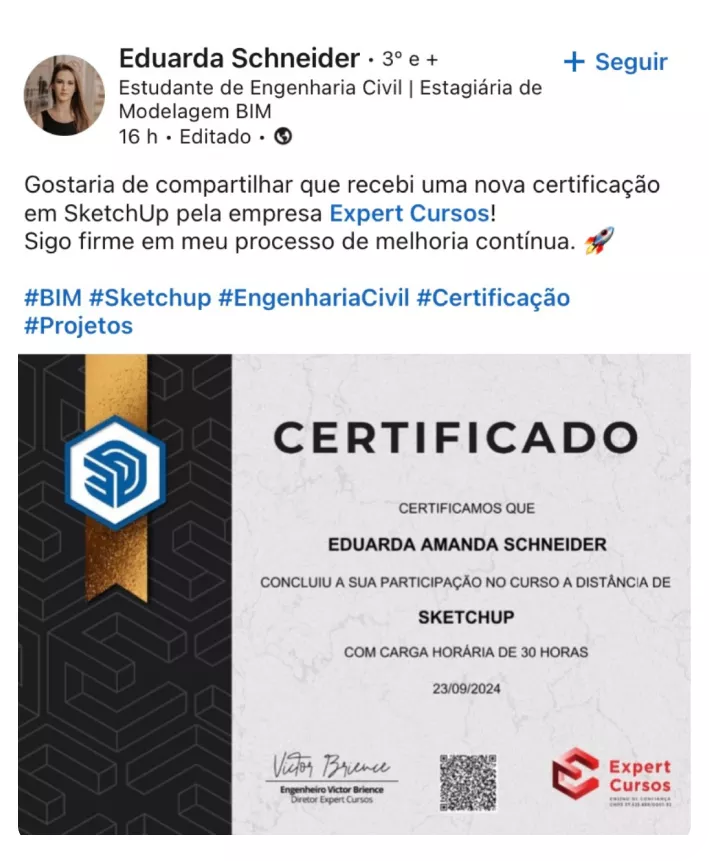 depoimento do curso de SketchUp